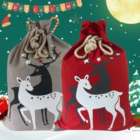 Büyük Noel çuvalı Noel Baba hediye çuvallar İpli tuval çanta noel eve elma çanta festivali dekorasyon 50 * 70 cm