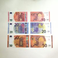5 PACACE Money Fake Banknote Party Suministries 5 10 20 50 100 Dóleos Euros Euros Realistas Props Prop Moneda Euro Faux Copy 100 PC/Pack Children Gift