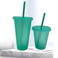 커피 우유 스팽글 플라스틱 음료수 워터 컵 텀블러 짚 병 대용량 솔리드 컬러 여름 차가운 음료 컵 BH484