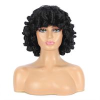 Synthetic Wigs Short Curly Wig Afro Kinky With Bangs For Black Women African Ombre Glueless Cosplay High Temperature