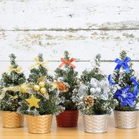 Christmas Decorations 20cm Mini Tree With Artificial Flower Stamen Bow Merry Ornament For Home Year 2022 Xmas Party Decor Gift