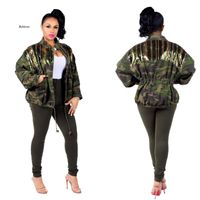Giacche da donna Camouflage Jacket Giacca in denim Cuciture Sequined Abbigliamento a vento