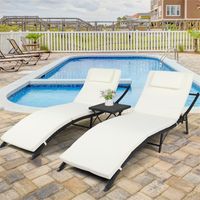 3 stks / set Outdoor Patio Banken Leisure S Style Rattan Meubels Vouwen zwembad Lounge Bed chaise stoelen voor thuis tuin
