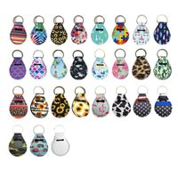 Neoprene Quarter Holder Keychain Diving Material for Party Favor 27 Designs Unicorn Pattern Floral Print with Metal Ring