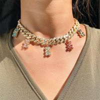 Insère style personnalité mode sauvage dames hip hop coloré glace cristal zircon charme pendentif collier couker bijoux