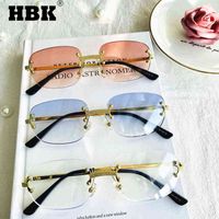 HBK Small Rimless Sunglasses Women Blue Frameless Mirror Gold Red Sun Glasses Alloy Frame Classic Brand Designer Brown Shades 220118