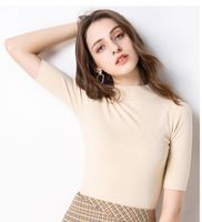 여성용 스웨터 MRMT 2021 브랜드 짧은 소매베이스 Womens Pullover 절반 높은 칼라 슬림 니트 Femal Multi Color 옵션 풀오버