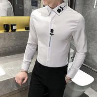 Erkek Casual Gömlek Artı Boyutu Erkekler için Moda Giysileri 2021 Streetwear Çiçek Nakış Uzun Kollu Gömlek Tüm Maç Bluz Homme 4XL