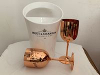 2 Cups 1Ice bucket Champagne Flutes Glass Plastic Wine Coole...