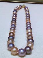 Collana di perle multicolor per perle multicolor enorme per perle di alta qualità da 12-13mm 20nch14k.