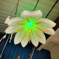 outdoor games hanging inflatable lily flower decoration glowing LED flower with base and wheels portable for party event