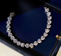 S925 실버 심장 모양 여성을위한 반짝 다이아몬드와 팔찌 웨딩 쥬얼리 선물 다른 크기의 스탬프가있는 PS8277