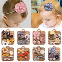 Baby Girls Knot Headbands Flower Bow Turban 5pcs / Set Niño Moda Elástica Hairbands Niños Nudizados Headwear Niños Accesorios para el cabello Bandanas