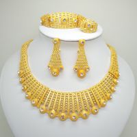 Schmucksets Dubai Gold Farbe für Frauen Große Halskette Afrikanische Set Italian Bridal Hochzeitszubehör