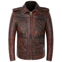 Мужская кожаная искусственная M65 Подлинные куртки тяжелых мотоциклов Винтаж коричневый кожурный пальто кожи для человека осенью