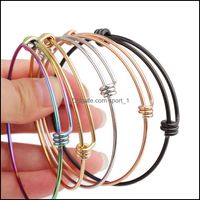 Jewelrystainless Steel Wire Bangle Bracelets 55Mm 60Mm 65Mm Diy Jewelry Adjustable Expandable Charm Bracelet 5 Colors Drop Delivery 2021 Zhx