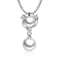 8mm Géminis Joyería de moda 2 perlas Colgante de perlas naturales de agua dulce para mujeres Collar de plata de ley Femenina 18k Gold blanco Chapado con caja Regalo de boda