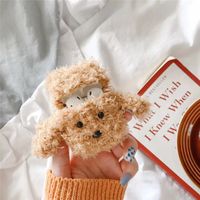 Lovely Plush Headphone Cushions Case for Airpods 1 2 Soft Silicone Dog Poodle Flexible Cases Cover Cute Shockproof Earphone protector Wholesale 97219