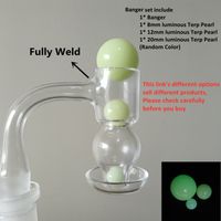 Slurper Quartz Banger Luminoso Terp Pearl Bead Glass Bubble Cobom Kit de fumar 45 90 grados Top plano plano Top de 14 mm BONG BONG