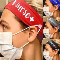 10 PCs / lote Novo moda feminina elástica feminina Acessórios para bandas de cabelo de turbante Imprimir enfermeira Faixa da cabeça com botão