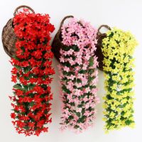 Decorative Flowers & Wreaths 5 Bunches Of Simulation Small Violet Wall Hanging Home Decoration Wedding Flower Vine Plastic Basket