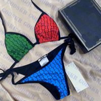 Renkli Bayan Bikini Mayo Seti Tekstil Mektup Baskılı Kadın Mayo Takım Elbise Trendy Bayanlar Plaj Yüzmek Bikini