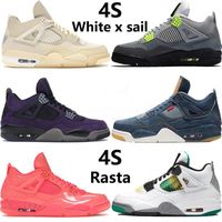 أبيض X Sail 4 4S أحذية رجالي كرة السلة ترافيس الأرجواني SE NEON RASTA الدنيم لعبة Royal Jumpman Trainers Sneakers
