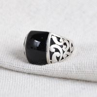 Кластерные кольца FNJ Black Agate 925 серебряное кольцо для женских ювелирных изделий 100% оригинальные чистые стерлинговые S925