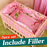 Discount babies cot bedding sets 5pcs Newborn Baby Bedding Set Crib with Bumper Cot s Kids Bed 90x50cm Cp01s