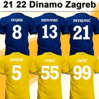 21 22 Dinamo Zagreb Herren Soccer Jerseys ADEMI GOJAK RISTOVSKI PETKOVIC TOLIC PERIK ORSIC HOME BLAUE Away Gelb Football Hemden Kurzarm