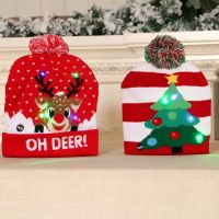 LED Komik Noel Şapka Yenilik Işık-up Renkli Şık Beanie Cap Örme Noel Partisi