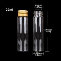 50 Pieces 20ml 22*80mm Small Glass Bottles Ink Perfume Bottles Jars Vials with Golden Aluminum Caps
