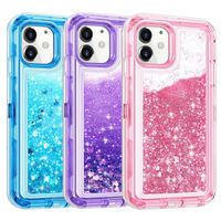 3 in 1 Bling Liquid Phone Cases Glitter Crystal Back Cover S...