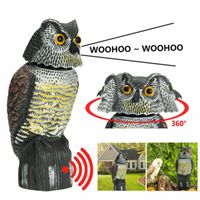 Realistische Bird Scarer Rotating Head Sound Owl Prowler Foy Protection Repellent Pest Control Scarecrow Moving Garden Decor Q0811