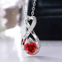 Pendant Necklaces JK Romantic Rose Necklace For Women Wedding Bands Jewelry Red Flower Heart Design Female Selling 2021