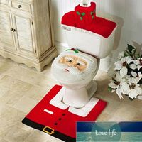Santa Claus WC-Sitzbezug Set Weihnachtsdekorationen für Home Badezimmerprodukt Neues Jahr Navidad Dekoration