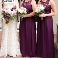 Chiffon Satin Long Bridesmaid Dress Tank Sleeve Illusion Backless Wedding Evening Dress For Women DHL CPS614