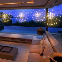 Solar LED Firework Lights Outdoor Waterproof Fairy String Light 200 8 Mode Hanging Starburst Lamp Garden Decor