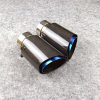 Universal Muffler Glossy Carbon Fiber With Blue Burnt Stainl...