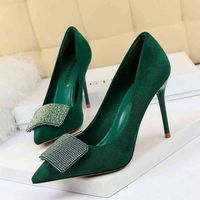 Sapato Dress Shoes salto alto feminino com glitter, sapato de casamento, verde, amarelo, azul, scarpin, dia dos namorados, noiva, cm 1C9E