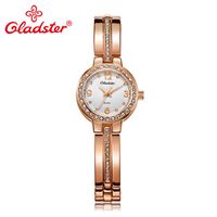 Relógios de pulso Gladster Jóias de Luxo Dourado Mulheres Pulseira Relógio Moda À Prova D 'Água Senhora Vestido Relógio Hardlexanalog Quartzo Feminino relógio de pulso