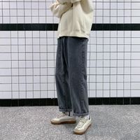 Men's Jeans Korean Solid Color Straight Denim Pants 2021 Harajuku Male Streetwear Loose Casual Trousers Man Clothing