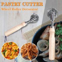 Pizza Roller Pastry Pasta Dough Cutter Knife Handheld Wooden Handle Stainless Steel Wheel For Baking & Tools