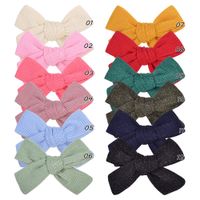 2 unids / lote Color sólido Color de algodón Bowknot Clip para el cabello para niños Handmade Harrettes Headwear Girls Accesorios para el cabello