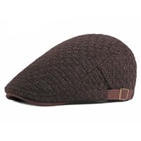 Шапочки пикированные кепки мужчины британский ретро теплый берет женщины осень и зима вязаная шляпа простая вперед