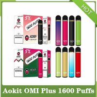 Aokit omi mais descartáveis ​​e cigarros 1600Puffs vape caneta 800mAh 5.3ml vagens 8 cores vs bar bar xxl