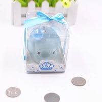 Party Favor Ceramic Rosa / Blå Elephant Bank Coin Box för dop favoriserar baby shower doktor gåvor grossist