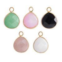 Water Drop Shape Beads Quartz Stone Charm With 18 Inch Metal...