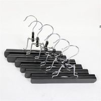 Black Wooden Solid Hangers, Non Slip Collection Pants Hanger for Pant, Skirt and Trouser, Hair Extension Hanger by sea OWB13556