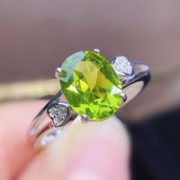Cluster Rings Natural Real Peridot Love Heart Style Ring Per Jewelry 925 Sterling Silver 7*9mm 1.8ct Gemstone Fine Women J21682